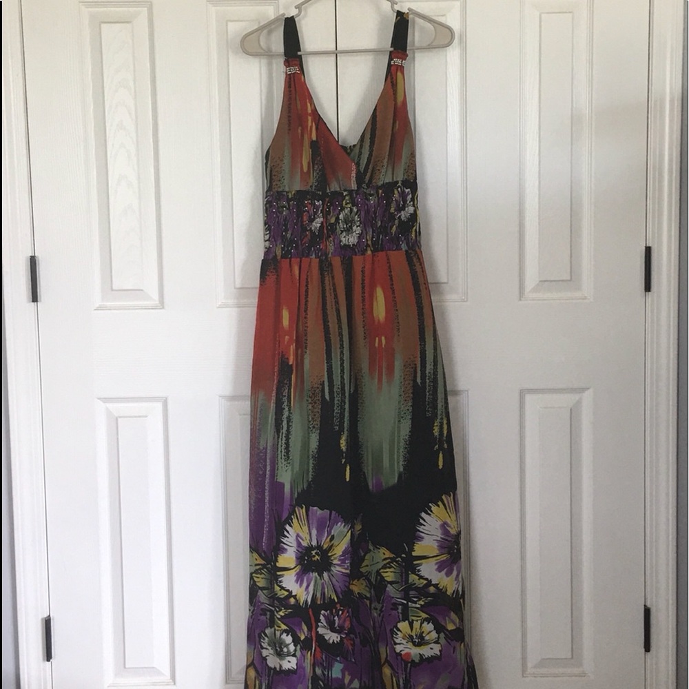 Tropical Bold Colored Sun/ Maxi Dress
